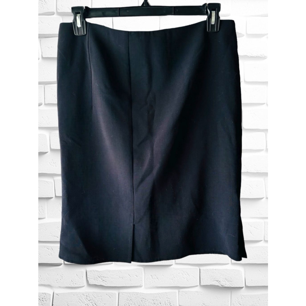 AKRIS Bergdorf Goodman Black Wool Blend Pencil Skirt With Double Zipper Closure